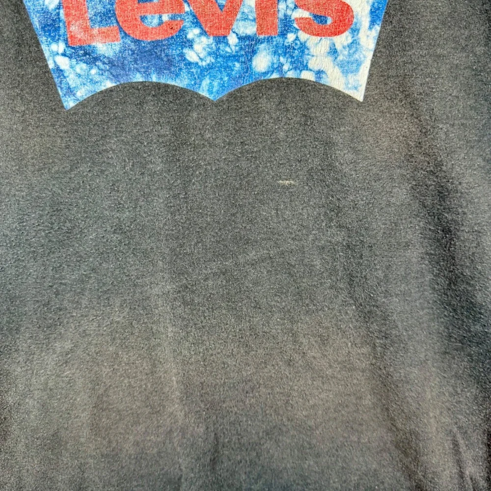 Levi's Graphic Tee Distressed Logo Print Casual Black T-Shirt Sz‎ Large Y2K